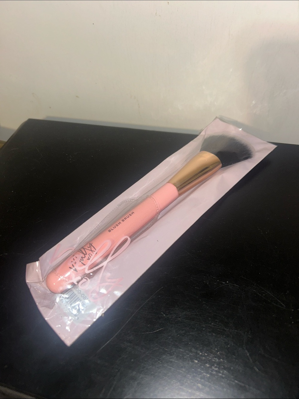 Soft Pink Blush Brush with Gold Ferrule - Travel Makeup Brush